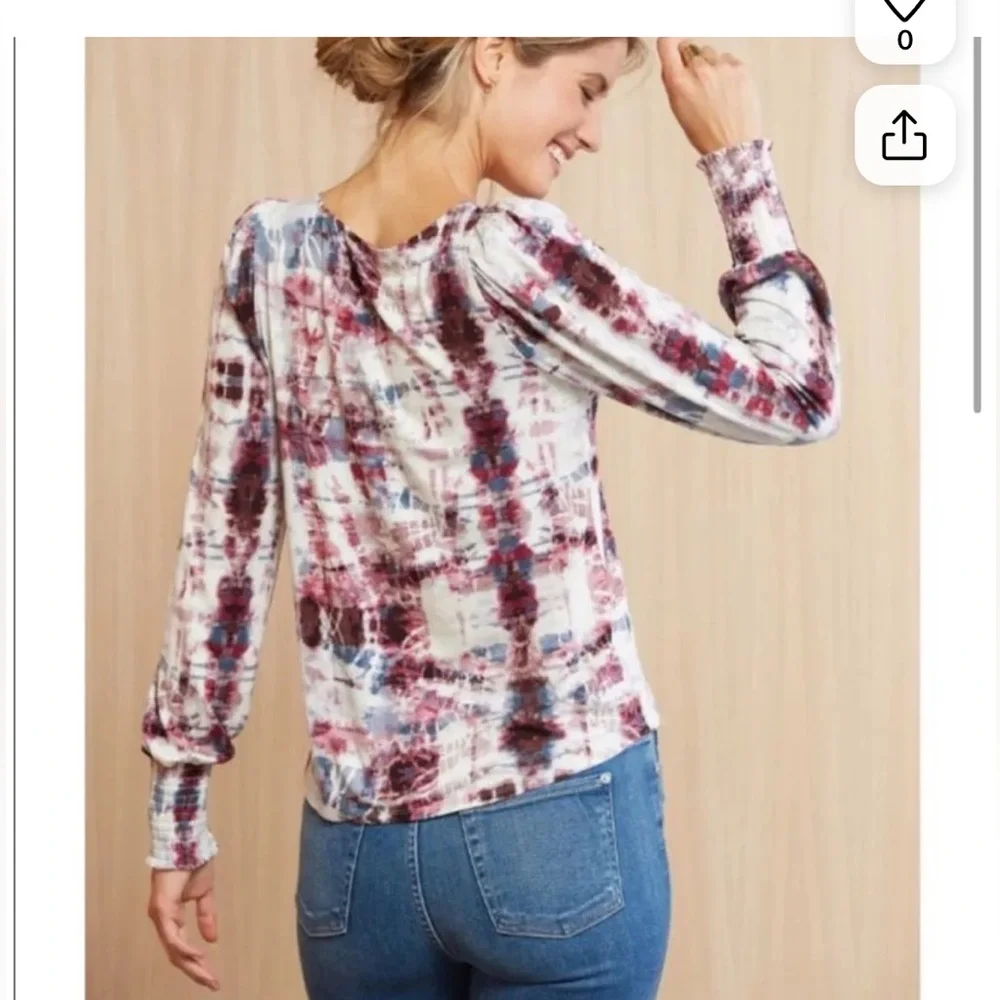 Allison Joy Elana Smock Tie Dye Puff Top Long Sleeve Top - Picture 2 of 3